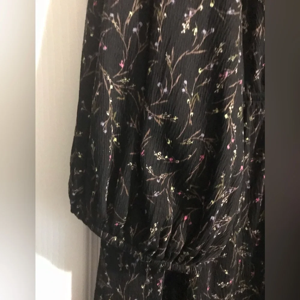 New Ava & Viv Womens Size 1x 3/4 inch boho sleeves dress with pockets in black - Picture 4 of 5